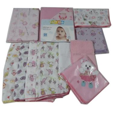 Imagem de Kit Fraldas Cueiros Travesseiro Lavabos 19 peças	Menino