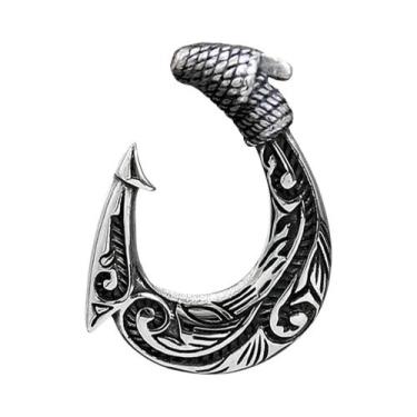 Imagem de Colar Masculino Vintage Com Pingente De Gancho De Peixe Em Aço Inoxidá