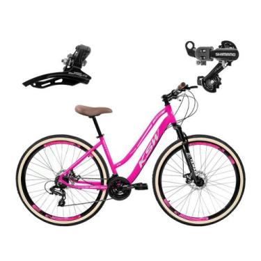 Imagem de Bicicleta Feminina 29 KSW Sunny 21V Relação Shimano e Trava, Rosa, Pra