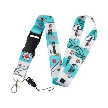 Imagem de Cordão De Pescoço Com Estampa De Borboleta E Lua, Porta-Crachá E Chave