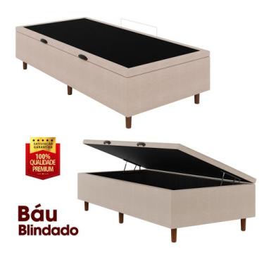 Imagem de Box Baú Blindado Solteiro 78x188x42cm Estrutura Reforçada Elite Bege -