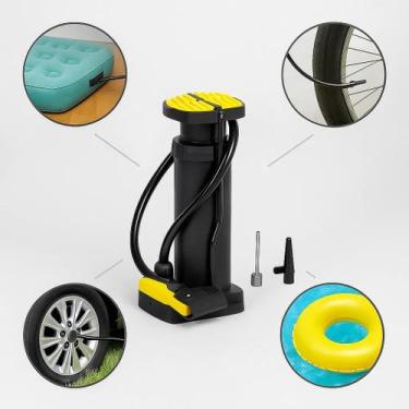 Imagem de Bomba Ar Pedal Manual Inflador Pé Adaptador Bicicleta Bola Colchão Pne