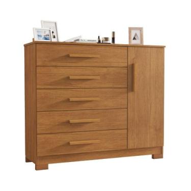 Imagem de Cômoda Pietra 1 Porta 5 Gavetas Tampo 18mm Pés em PVC JCM, Cinamomo