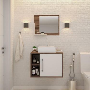 Imagem de Gabinete P/Banheiro Soft 60 cm C/cuba Q32 e Espelheira - Compace, Bran