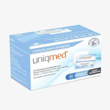 Imagem de LENÇO ASSEPSIA UNIQMED Cx 50UN 19X14cm, 19X14cm