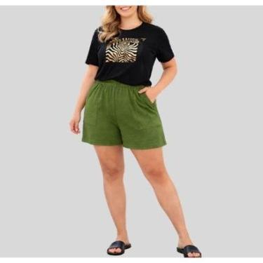 Imagem de Shorts Plus Size Feminino com Bolsos Frontais e Cós de Elástico-Feminino