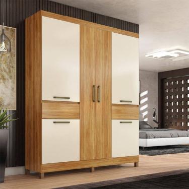 Imagem de Guarda Roupa Roupeiro Mauá 6 Portas 2 Gavetas Cinamon Touch Off White Demóbile