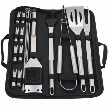 Imagem de Kit Churrasco Inox Profissional 20 Peças Com Maleta Estojo