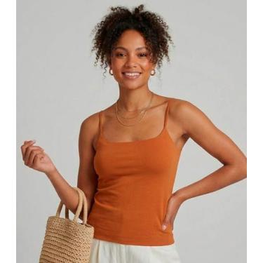 Imagem de Blusa Feminina De Alça Poliamida Style Box Marrom, GG, Marrom
