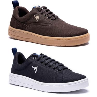 Imagem de Kit 2 Pares Tênis Casual Masculino Polo Joy em Lona Cadarço-Masculino
