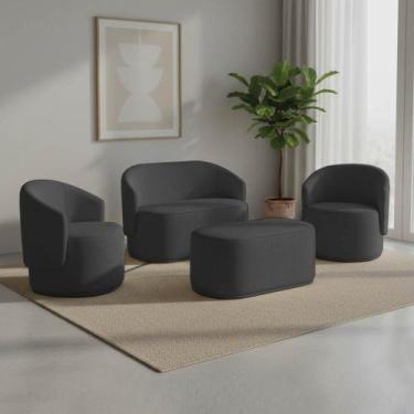 Imagem de Namoradeira com 2 Poltronas e Puff Orgânico Malu Max Bouclê M11 - D Ro