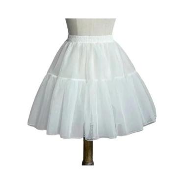 Imagem de Saia De Cosplay Lolita Branca E Fluffy De Três Camadas, 45CM, Suporte 
