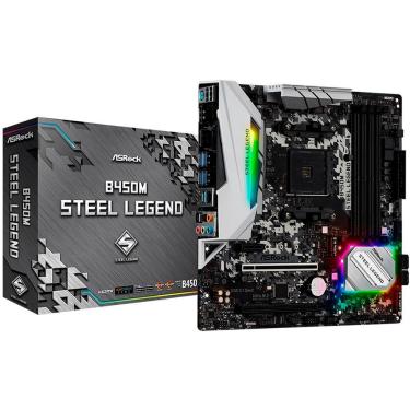 Imagem de Placa Mãe Asrock B450M Steel Legend, Amd Am4, Ddr4, Matx