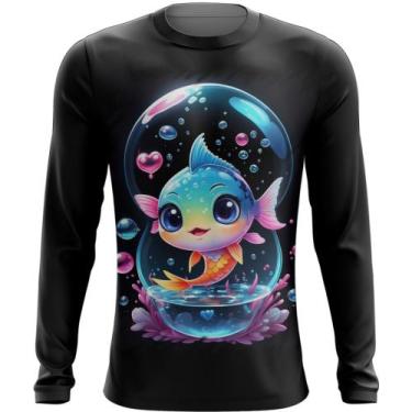 Imagem de Camiseta Manga Longa Peixinho Feliz no Aquário Peixe 1 - Kasubeck Stor