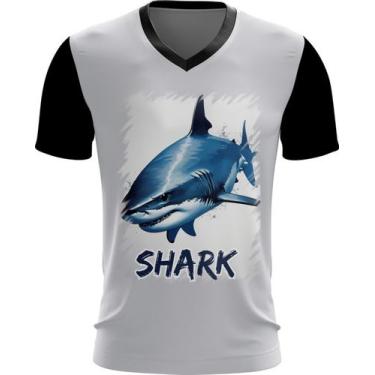 Imagem de Camiseta Gola V Tubarão Shark Rei dos Mares 2, Baby Look G