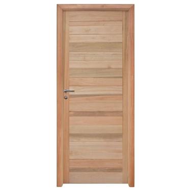 Imagem de Kit Porta de Madeira Eucalipto Rondosul P28 Externa, Abertura à Direita 213x85 cm