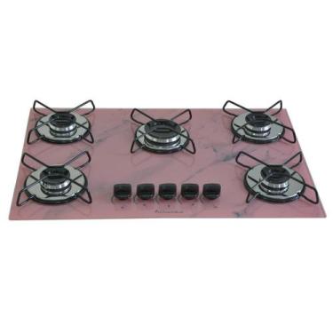 Imagem de Cooktop 5 bocas Ultra Chama 127 220v Bivolt Marmorizado Rosa - Chamala