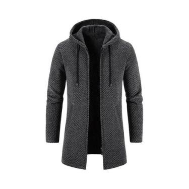Imagem de Casaco Longo De Inverno Masculino Navy, Jaqueta De Fleece Com Zíper, C