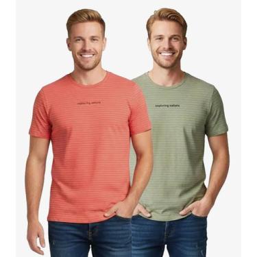 Imagem de Kit 2 Camisetas Masculinas Meia Malha Fio Tinto Select Sortido, GG, So