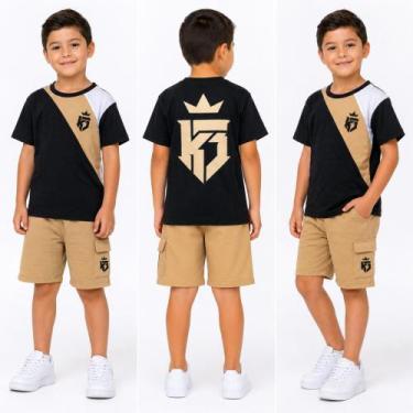Imagem de Conjunto de 2 Peças Blusa + Bermuda Infantil Kvani Joy Menino de Verão