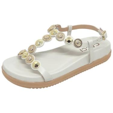 Imagem de Sandália Feminina Flatform Moderna Conforto Social Cacci, Off white, 3