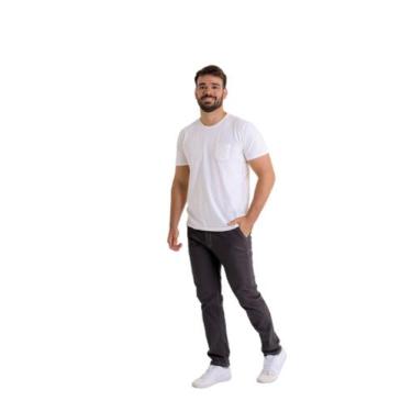 Imagem de Calca Slim esport Fino Masculino  Sarja - Brim Grafite- Cinza com Elas
