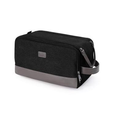 Imagem de Bolsa de higiene WANDF Travel Organizer, lona, couro, preta
