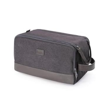 Imagem de Bolsa de higiene WANDF Travel Organizer, lona, couro, cinza