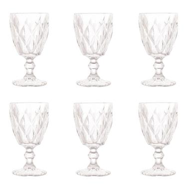 Imagem de Conjunto de Taças para Água Diamonds Vidro 6 Peças 325ml Design em Formato de Diamante Transparente Lyor