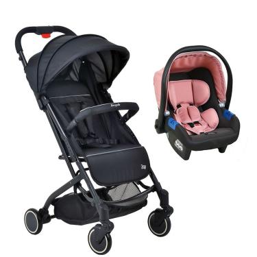Imagem de Travel System Zap Touring X Carrinho de Bebê com Bebê Conforto para Recém-Nascidos Dobrável Preto e Rosa Burigotto