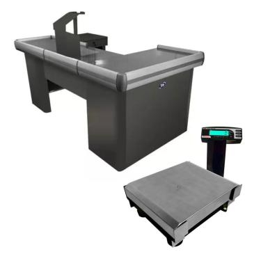 Imagem de Caixa de Checkout para Supermercado Empacotador 2m com Balança 30kg Bivolt Preto Sa Gôndolas