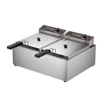 Imagem de Fritadeira Elétrica de Tacho 2 Cubas 10L FRCE10 220V Aço Inox com Termostato Automático Metalcubas