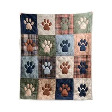Imagem de Cobertor De Quilt Com Estampa De Pata De Cachorro, Presente Memorial P