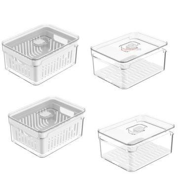 Imagem de Kit 4 Organizadores Porta Mantimento 2,2 Litros Geladeira Fruta Verdur