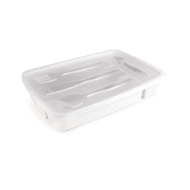Imagem de Porta Talheres com Tampa com 4 Divisórias Plasútil Branco
