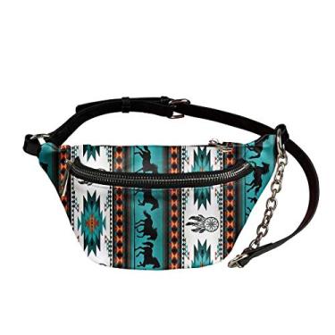 Imagem de GOSTONG Pochete Be Kind de couro de poliuretano para homens e mulheres, bolsas transversais leves, Cavalo asteca, One Size