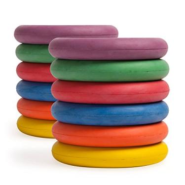 Imagem de Champion Sports Anéis de tênis para baralho: Jogo de festa ao ar livre, praia e playground para adultos, crianças e famílias - Conjunto de 12 discos de borracha para jogos Tennikoit