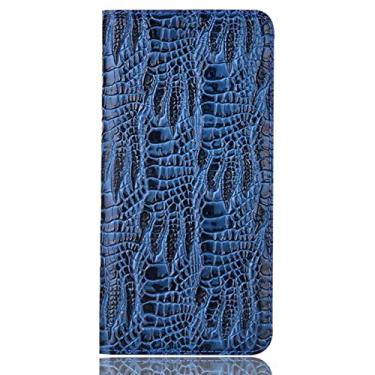 Imagem de Capa carteira para Google Pixel 6/6 Pro, em relevo com patas de crocodilo em couro genuíno capa carteira magnética com suporte para cartão de suporte, azul, 6 16,3 cm