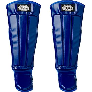 Imagem de Caneleira Muay Thai Mma Kickboxing Anatômica Fheras Azul