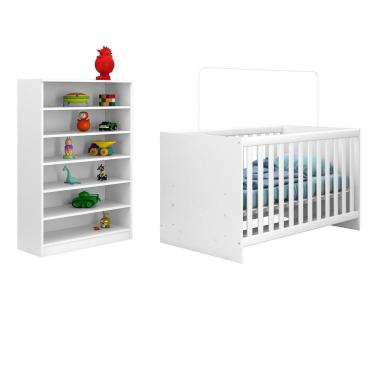 Imagem de Berço Mini Cama Certificado pelo Inmetro Doce Sonho e Armário Multiuso Bell Q02 Branco - Mpozenato