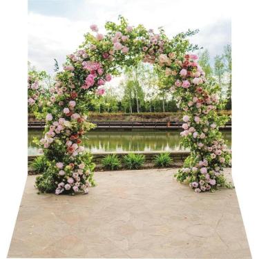 Imagem de Fundo Fotográfico Em Tecido Newborn Arco Floral 1,50X2,20