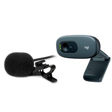 Imagem de Kit Streamer – Webcam Logitech C270 + Microfone de Lapela Sharkoon SM1