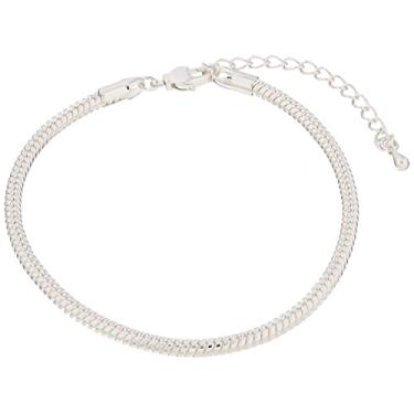 Imagem de Darice Pulseira de corrente de cobra banhada a prata esterlina de 19 cm, 2 peças