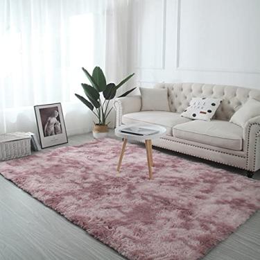 Imagem de Tapetes de área modernos decoração de casa tapetes macios e macios para sala de estar quarto quarto de crianças felpudo tapete antiderrapante macio interior (raiz de lótus rosa) 99 cm x 200 cm