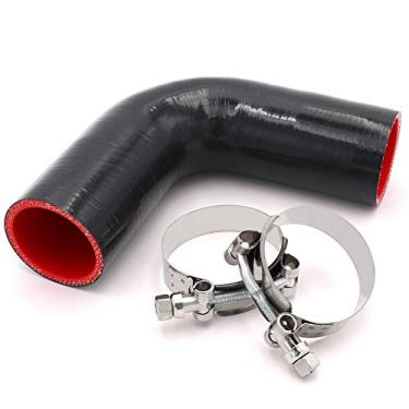 Imagem de Mangueira de silicone para cotovelo de 90 graus, 4 camadas de 5 cm para turbo/intercooler/tubo de entrada, comprimento 102 mm de espessura, 5 mm com prendedor em TTaukealugs 2"(51mm) YHGFDHS0230-Z