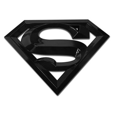 Imagem de Elektroplate Emblema de metal oficialmente licenciado DC Comics Superman preto para carros, caminhões e todos os carros | Ajuste universal em 10,7 cm x 7,6 cm | À prova de intempéries