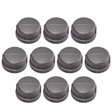 Imagem de Tampa de encaixe de tubulação de 2,5 cm, pacote com 10, tampas de tubo fundido de ferro maleável cinza de 2,5 cm para suporte de prateleira vintage Steam-punk, decoração de tubos de encanamento DIY