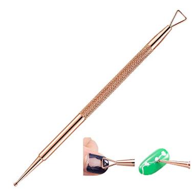 Imagem de Yajun Ferramenta para Puxar unhas removedor de verniz de gel UV em aço inoxidável, limpador de empurrar, remover peças corta-unhas e cutículas, kit de manicure, rosa dourado, 12,4 cm