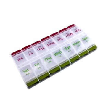 Imagem de Jumbo Extra Grande 22 x 10,8 cm, Organizador de Comprimidos Fácil de Abrir 7 Dias, 2 Vezes ao Dia, Caixa Semanal de Comprimidos AM PM, Caixa de Comprimidos Recipiente de Vitamina Caixa Duas vezes por Dia, Manhã, Hora de Dormir Livre de BPA