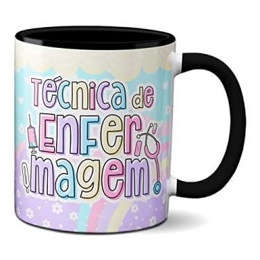 Imagem de Caneca Técnica De Enfermagem Profissional Área Da Saúde (Preta)